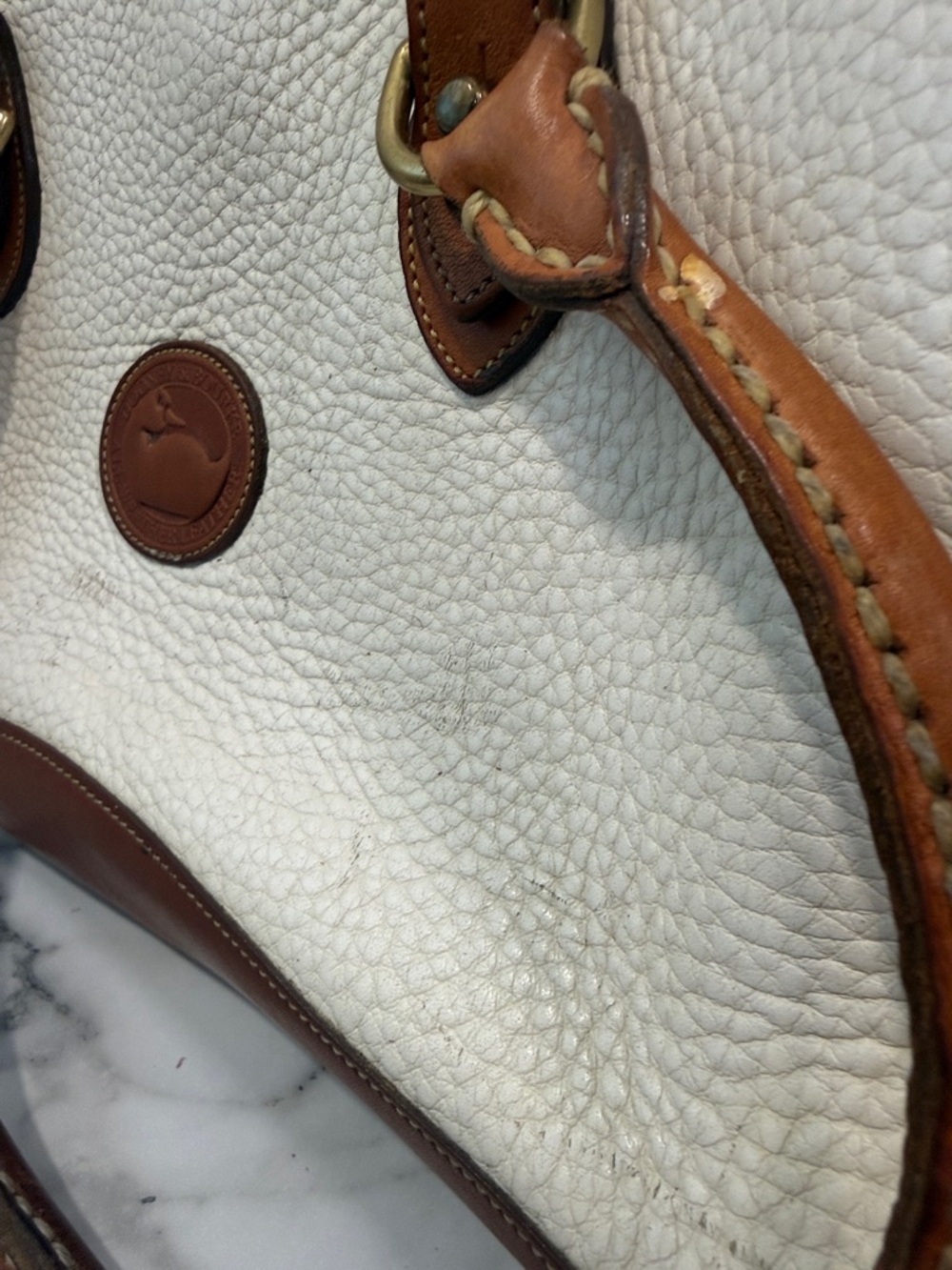 Vintage Dooney & Bourke All-Weather White Leather Satchel - Picture 2 of 16